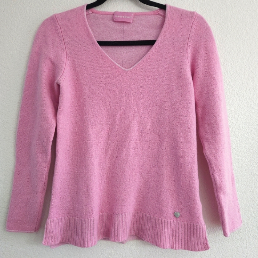 Pink Wool Cashmere Blend Six-O-Seven Pullover Sweater Size 36 Small